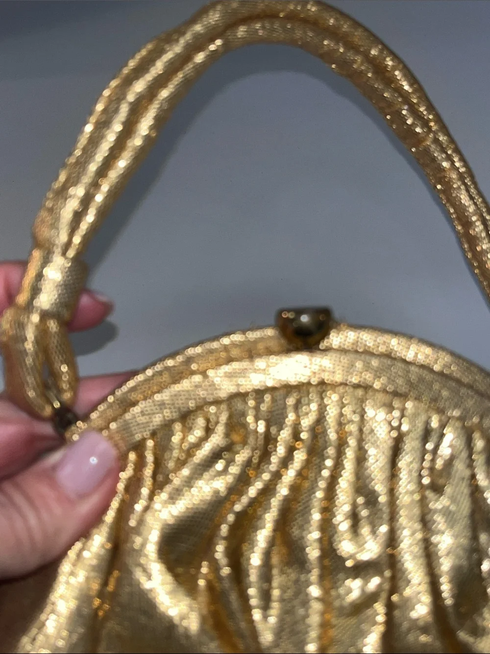 Garay Gold Lame Evening Bag /Clutch with Top Handle